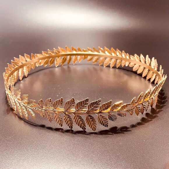 Women\'s Roman Emperor Crown Laurel Wreath Gold Leaf Headband Toga Caesar main image 9